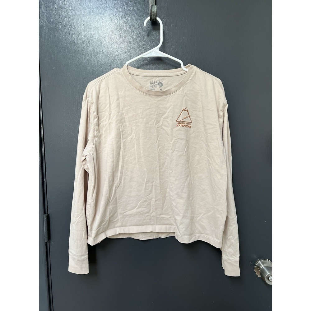 Mountain Hardwear Long Sleeve T-Shirt Women's Sz XL Cream Round Neck Graphic